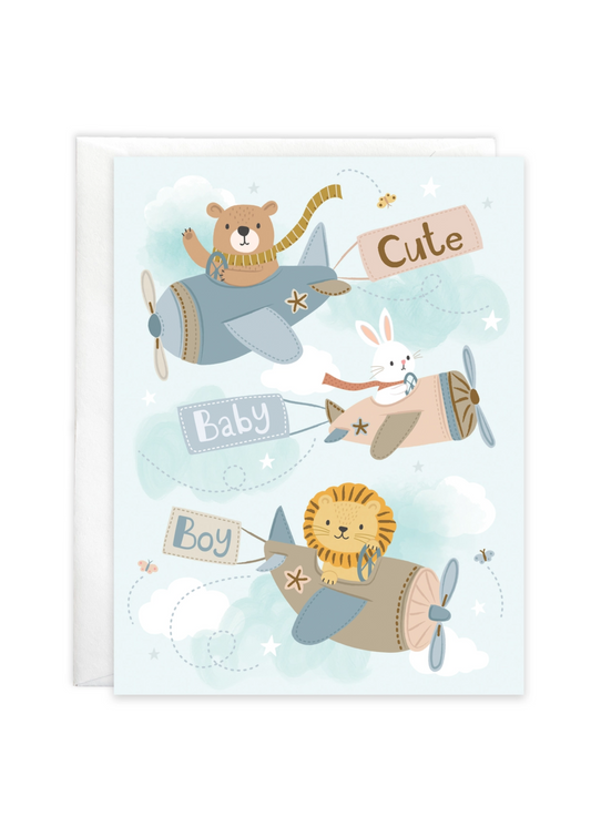 Baby Greeting Card- Baby Boy Airplanes
