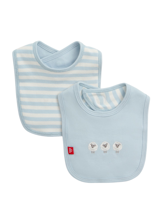 Blue Stripe Organic Bib- 2 Pack