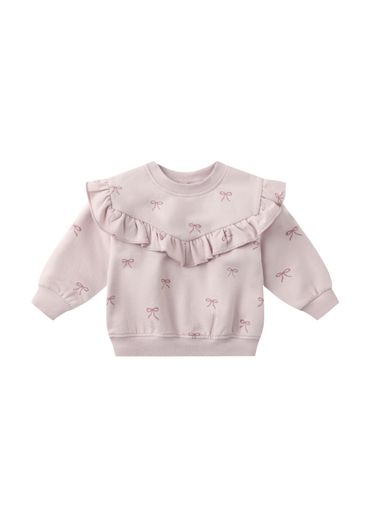 Ruffle Fleece Lilac Bows Sweatshirt