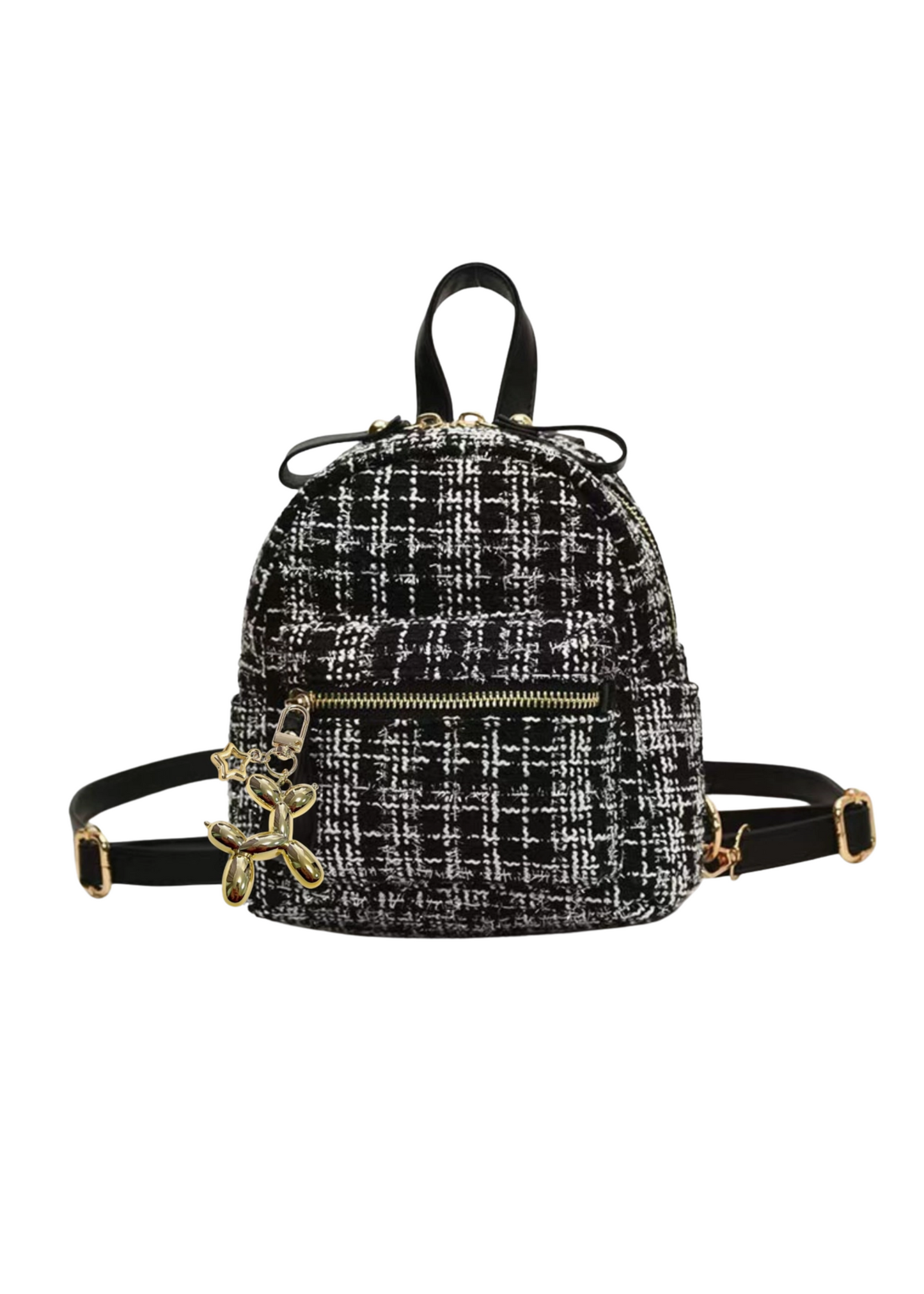 Black Tweed Mini Backpack