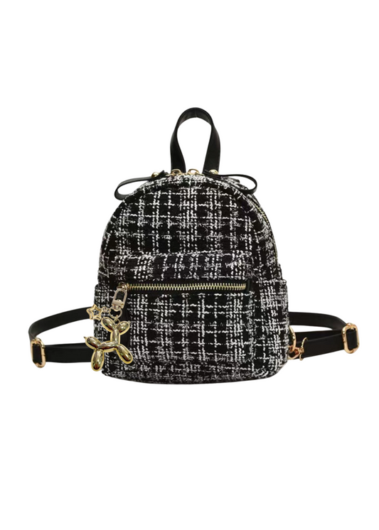 Black Tweed Mini Backpack