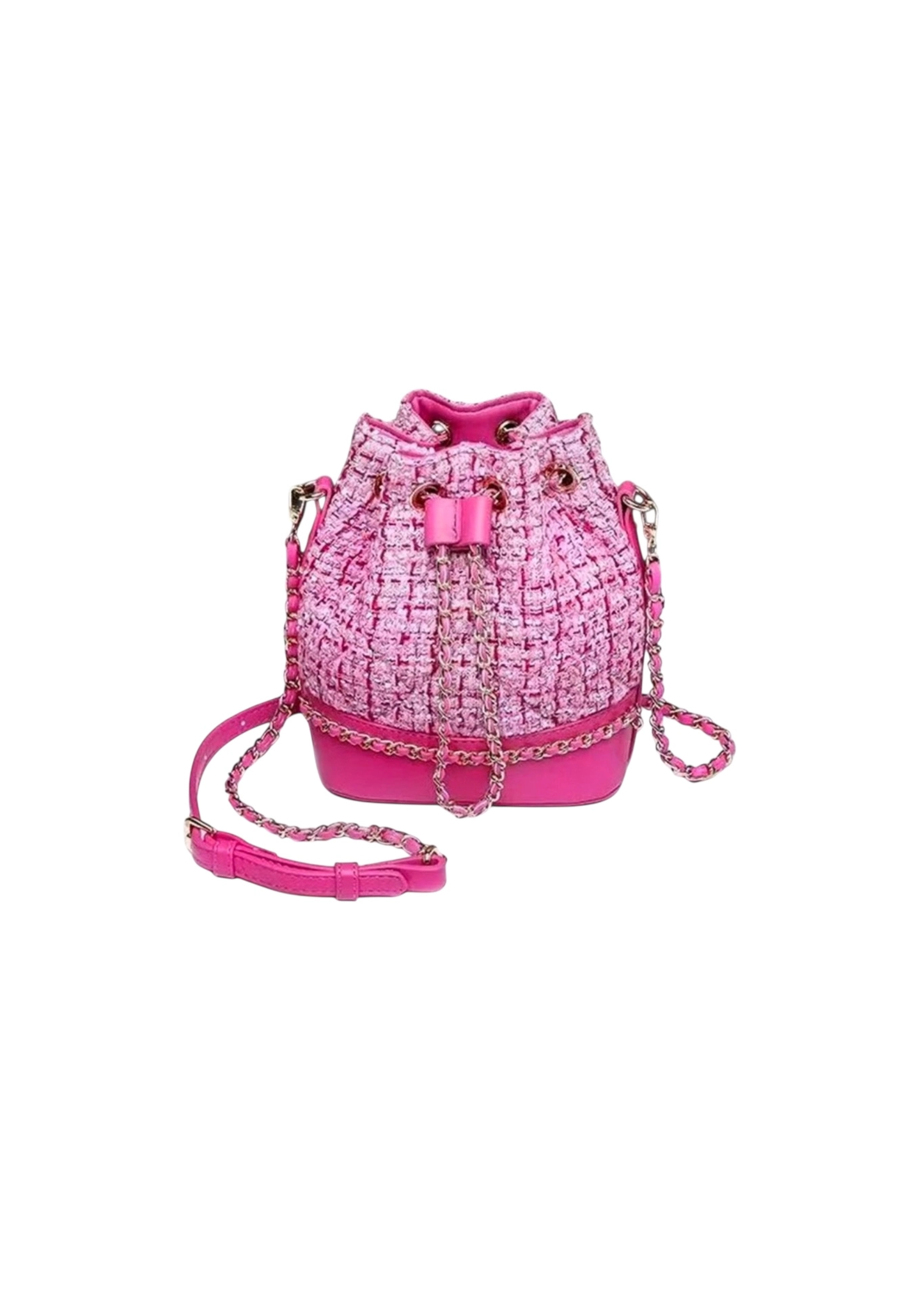 Pink Tweed Bucket Tote