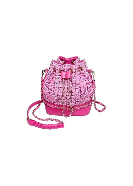 Pink Tweed Bucket Tote
