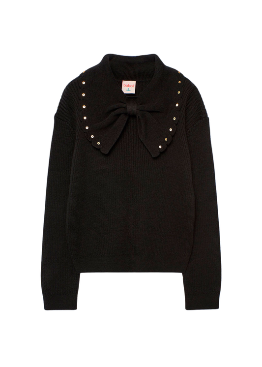 Bow Collared Knit Sweater