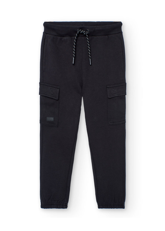 Black Cargo Fleece Sweatpants