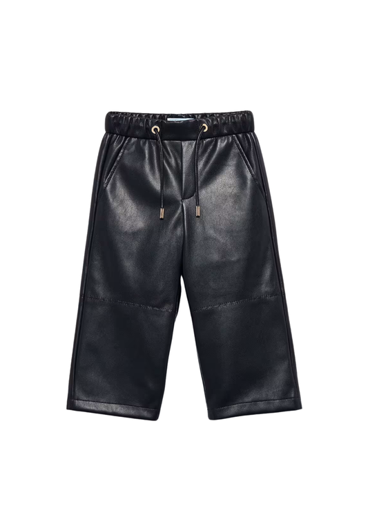 Faux Leather Crop Culotte Pant