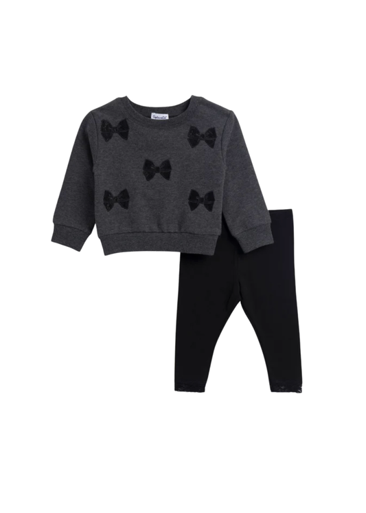 Lacy Bow Swearshirt Set