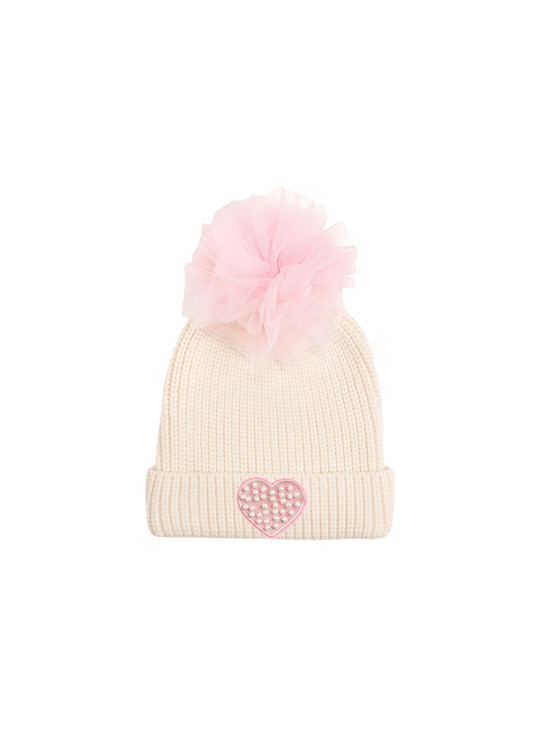 Pearl Heart Patch Beanie
