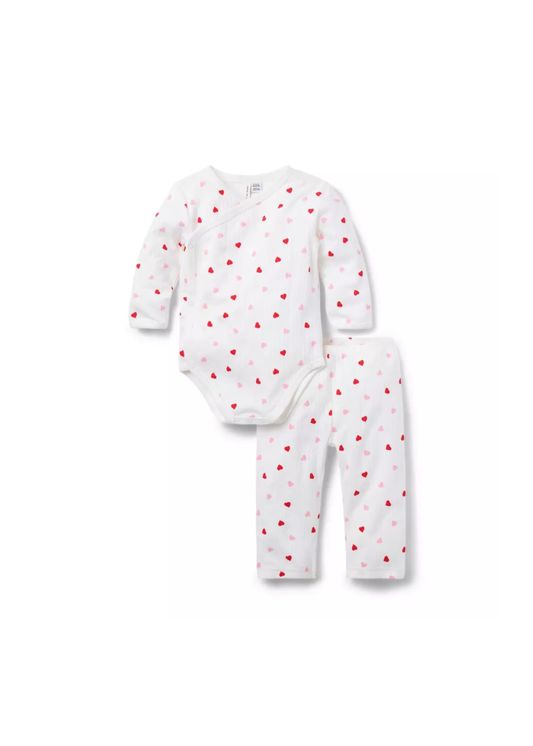Baby Heart Pointelle Matching Set