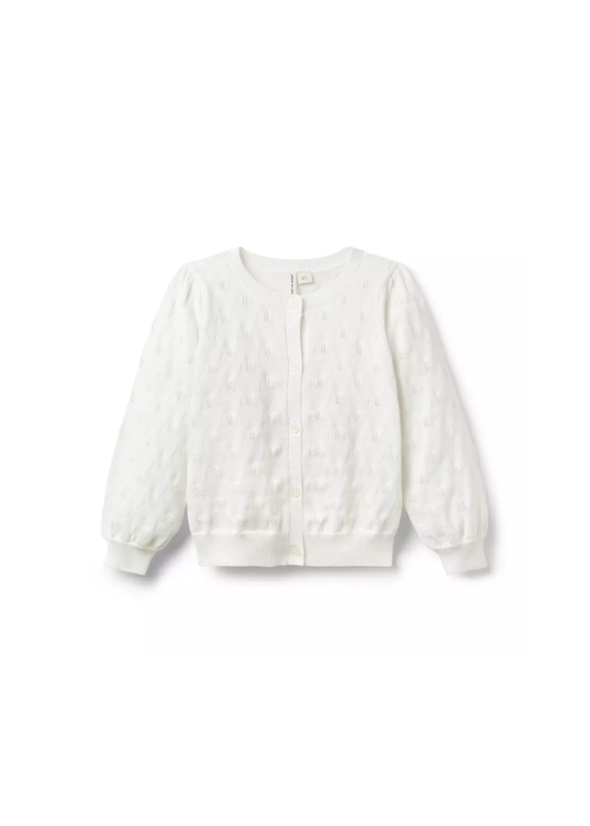 White Pointelle Cardigan