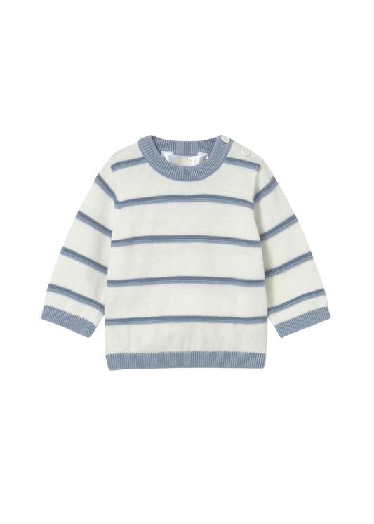 Pastel Blue Striped Knit Sweater