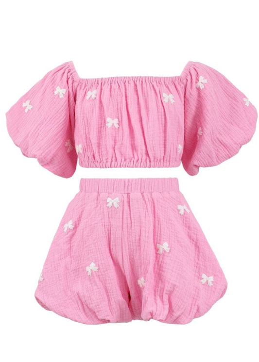 Pink Hailey Bow Bubble Set