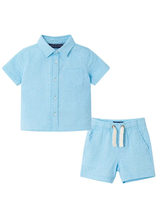 Seersucker Button down & Short Set